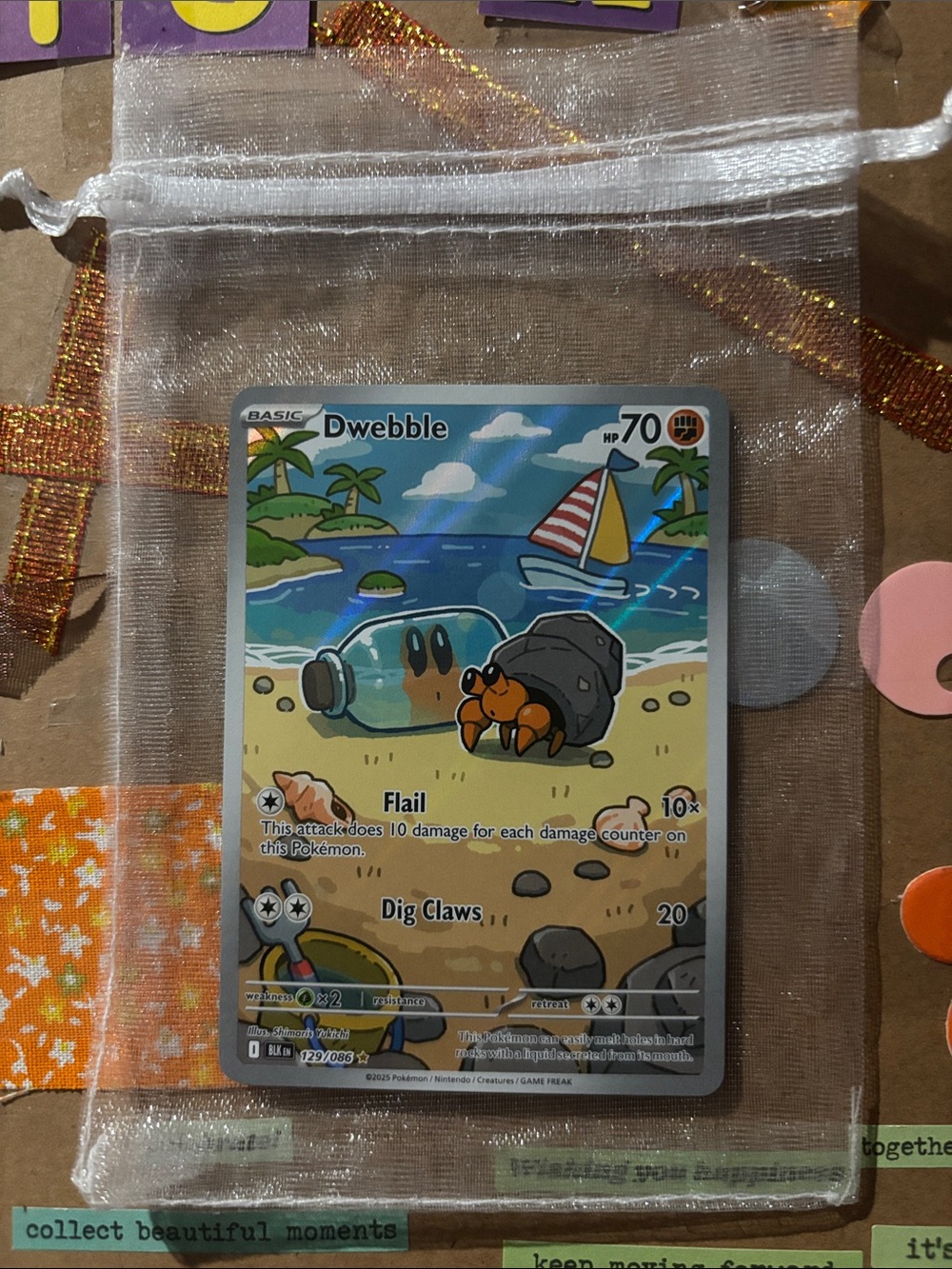 Dwebble Pokémon Card - Beach Scene - Single Card